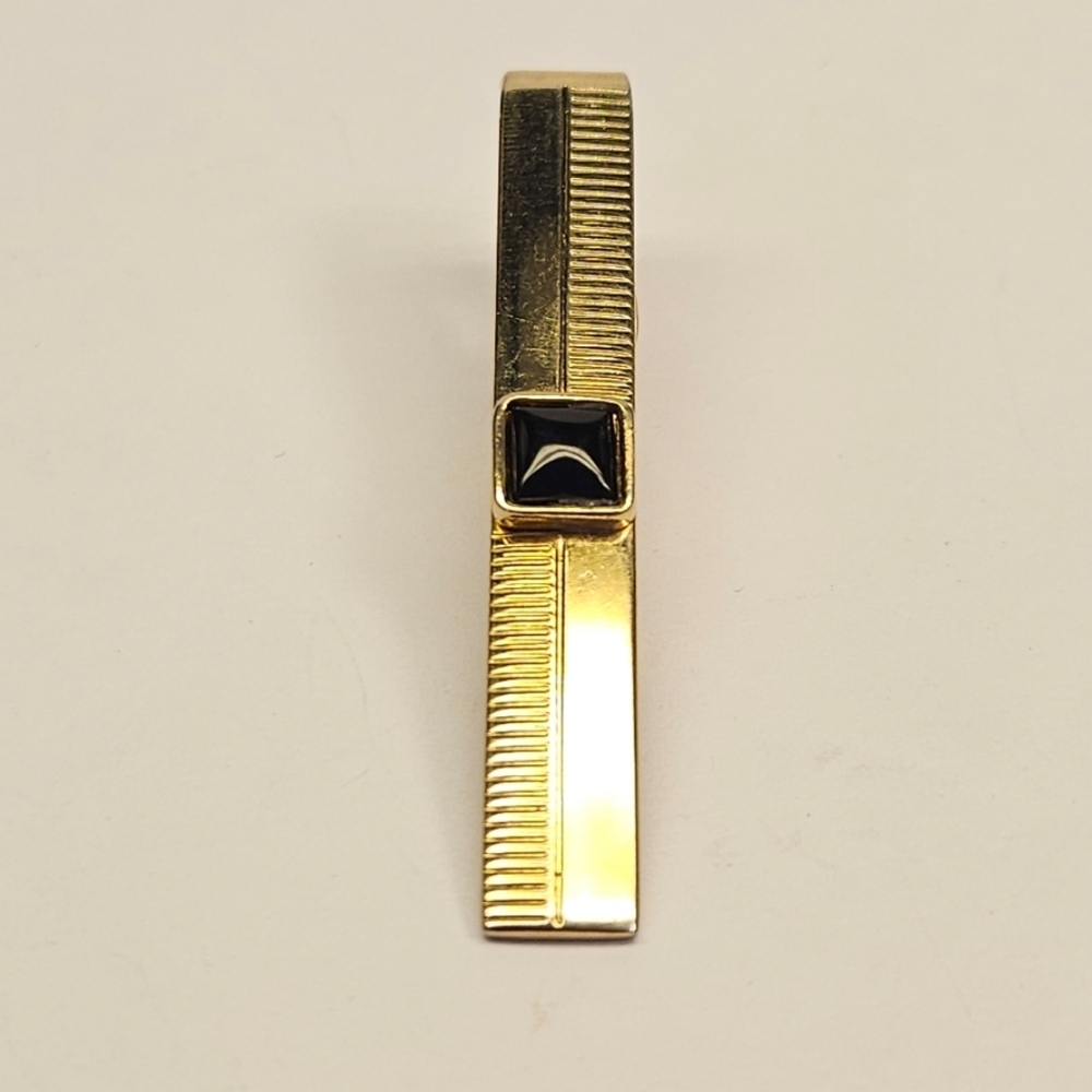 Vintage Swank Gold Tie Clip with Black Accent